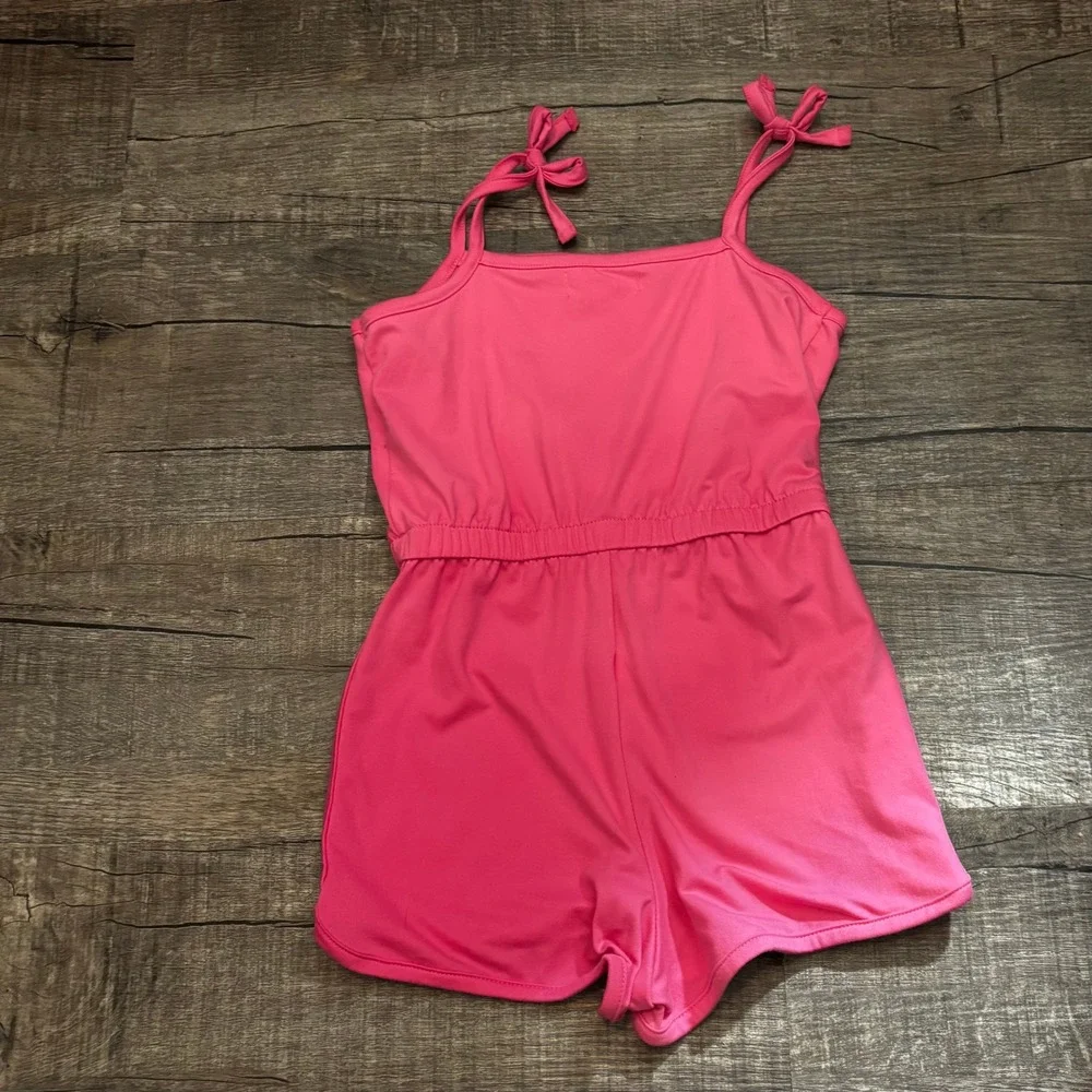 Btween Girls Pink Sequined Citrus Fruit Spaghetti‎ Strap Romper Size 6
